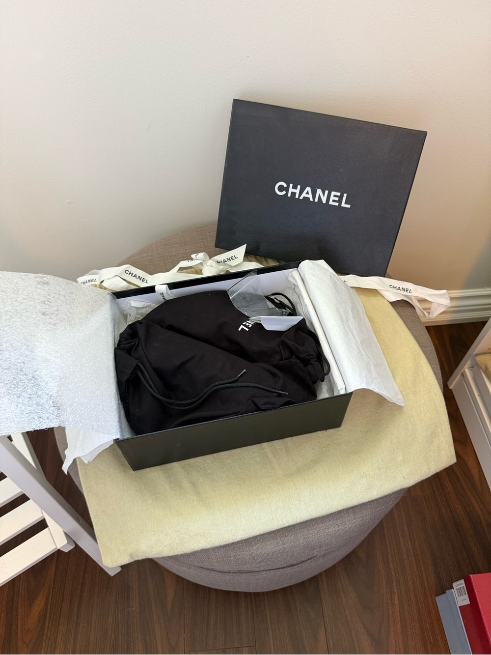 CHANEL Black Leather Cap-Toe Heels - Picture 2 of 2